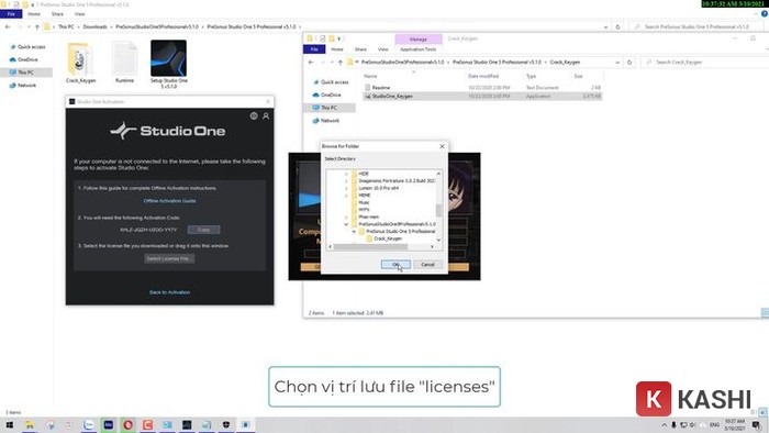 Chọn vị trí lưu “Licenses”