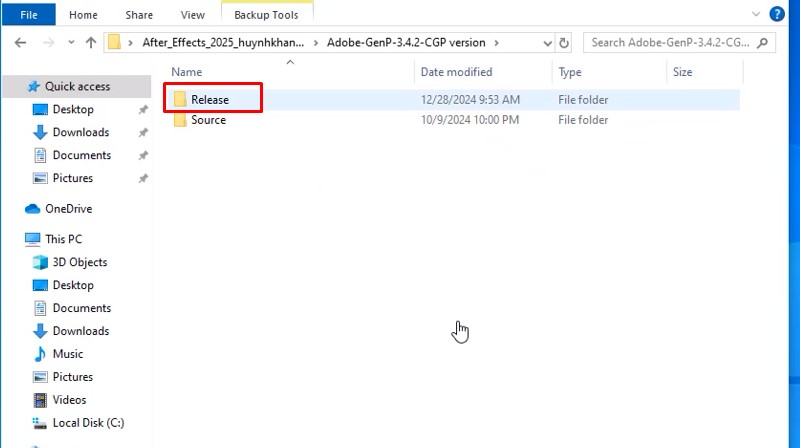 Vào thư mục như hình