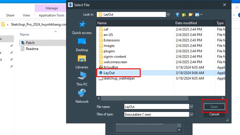 Sketchup 2024: Hướng Dẫn Cài Đặt Chi Tiết, Nhanh Chóng Nhất 18 Vào thư mục LayOut chọn file như hình và bấm Open